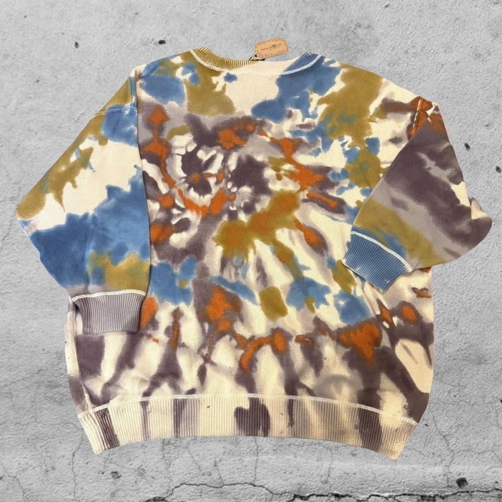 NATURAL LIFE Multicolor Tie-Dye Cowl Sweater - Cream, Teal, Rust, Brown - Picture 4 of 5